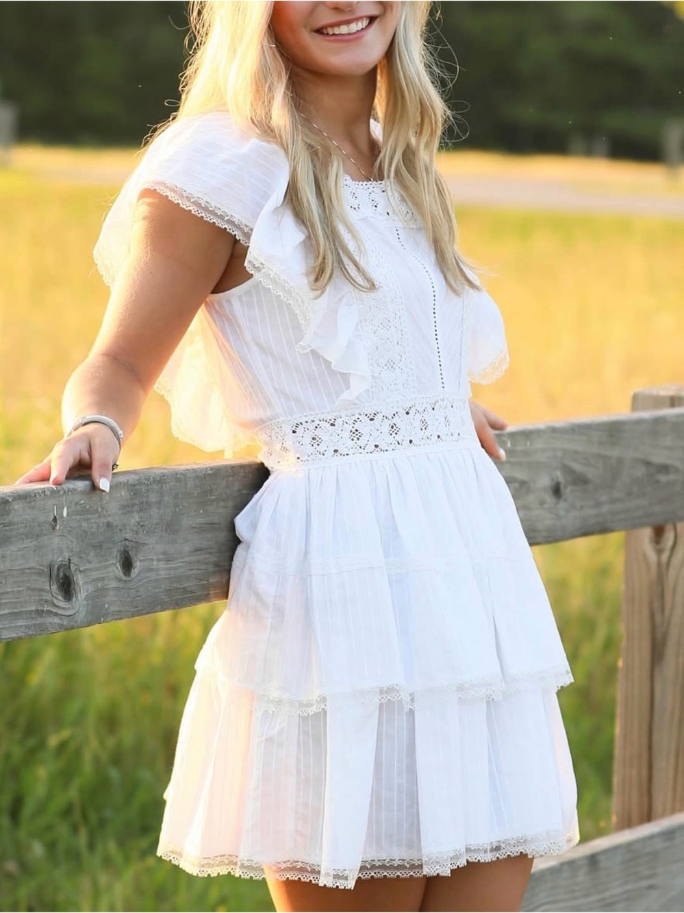 While layered mini dress